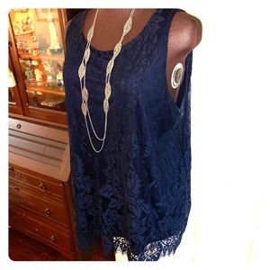 Navy lace tank